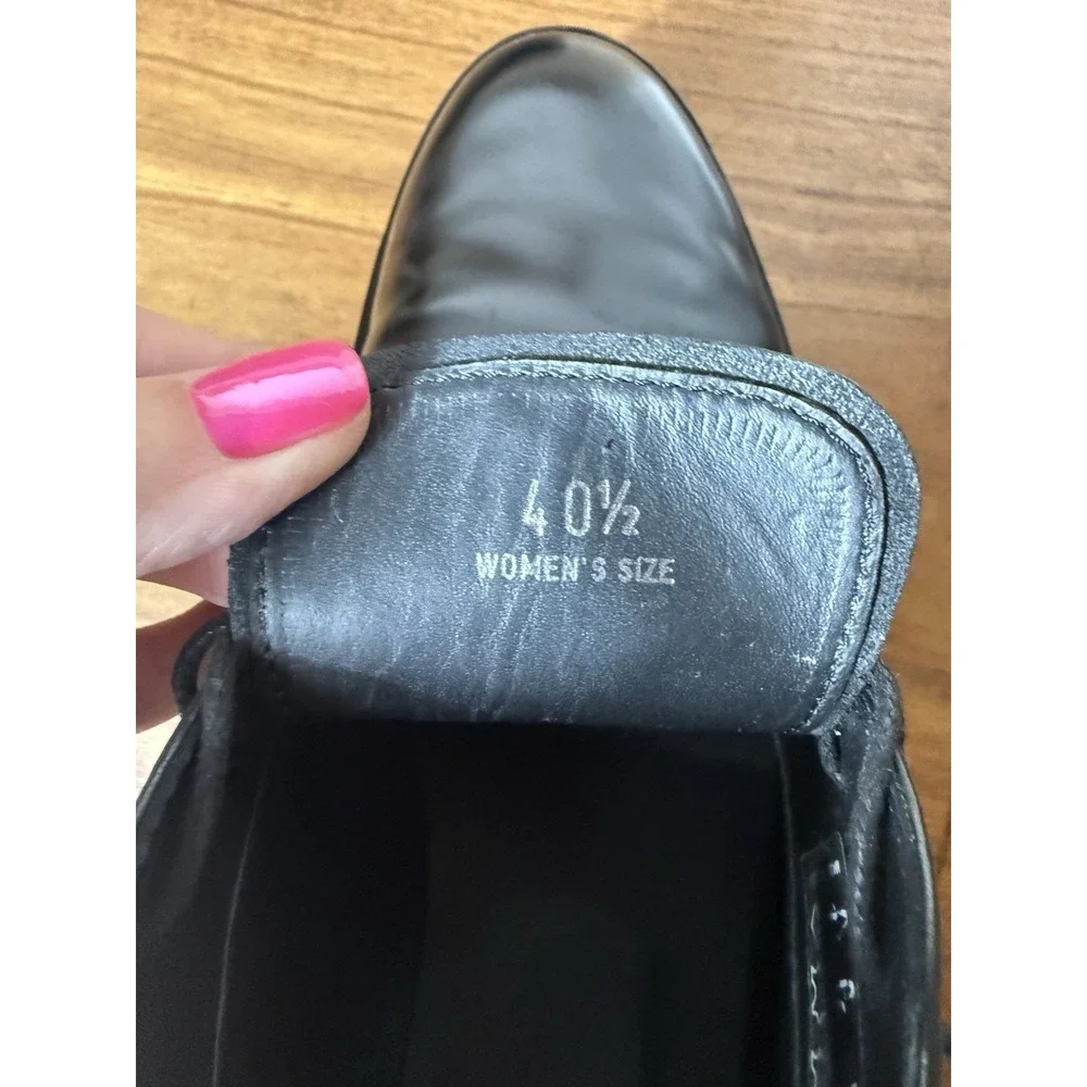 Tod's Platform Women's Black Contrast Welt Stitch Leather Laced Shoes Sz 41.5